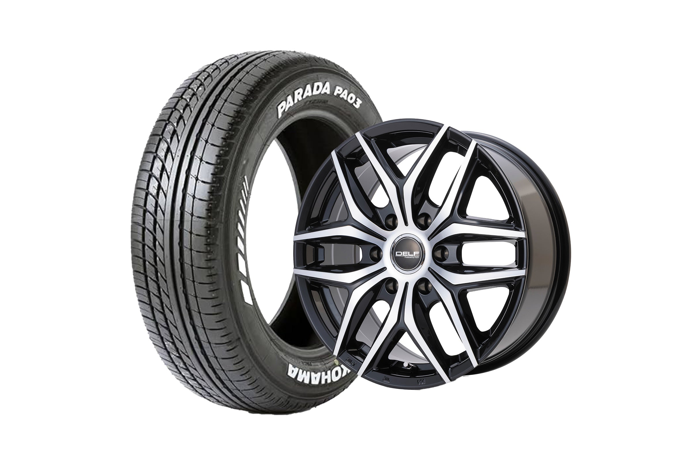 ハイエース レジアス DELF 18インチ 225/50R18 ホワイトレター ハイエース】Delf01-18BPⅡ 18インチホイール ＋ PA03 ホワイトレター