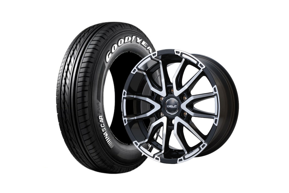 ハイエース17インチ DELF ホイール Goodyearタイヤ 4本セット ハイエース】Delf06-17BP 17インチホイール＋NASCAR PLUS 215/60R17