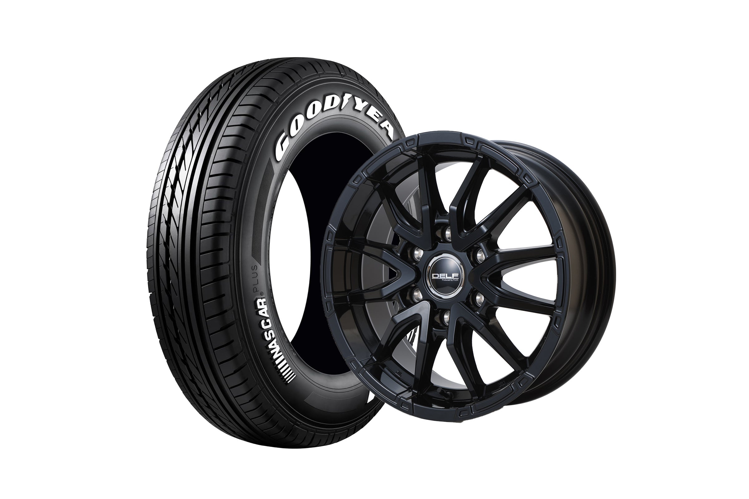 DELF FLEX製 17インチタイヤホイールセット ハイエース】Delf06-17GB 17インチホイール ＋ NASCAR PLUS 215/60R17