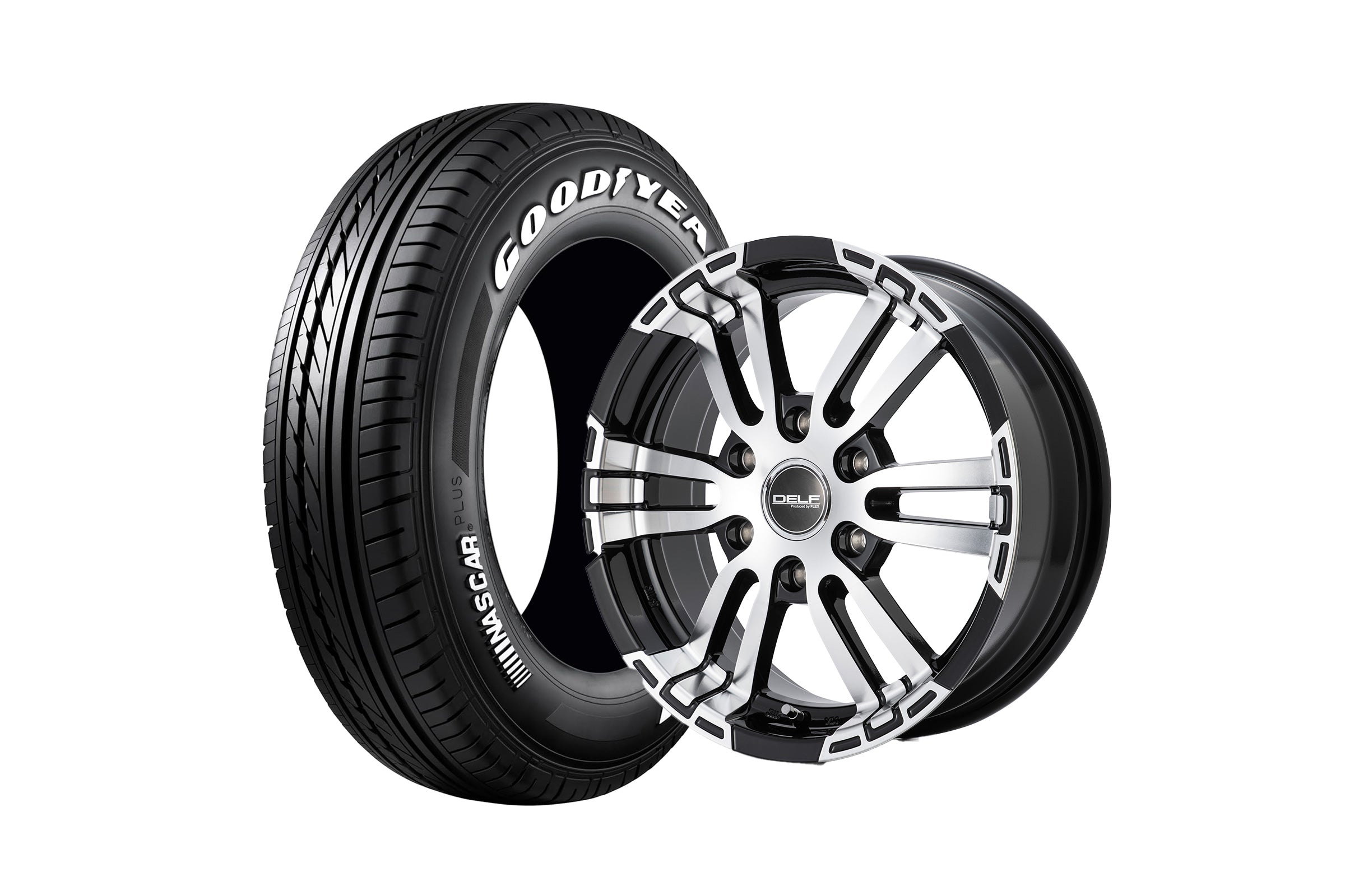 DELF FLEX製 17インチタイヤホイールセット ハイエース】Delf02-17BP 17インチホイール ＋ NASCAR PLUS 215/60R17