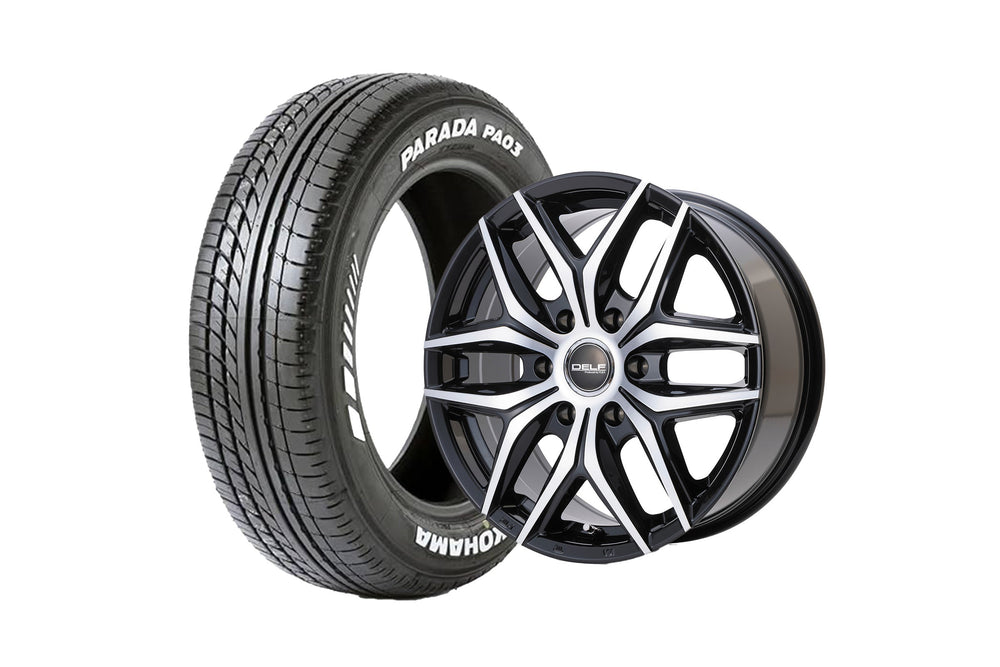 Delf01-18BPⅡ 18インチホイール ＋ PA03 ホワイトレター225/50R18 107/105 LT規格（4本セット)