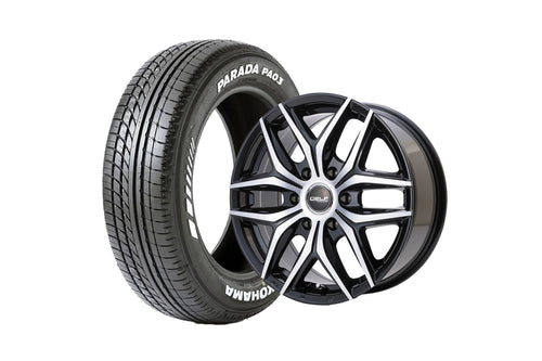 【ハイエース】Delf01-18BPⅡ 18インチホイール ＋ PA03 ホワイトレター225/50R18 107/105 LT規格(4本セット)