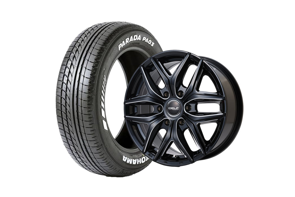 Delf01-18BMⅡ 18インチホイール ＋ PA03 ホワイトレター225/50R18 107/105 LT規格（4本セット)