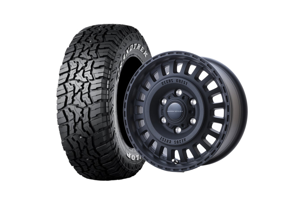 NEXUS CREST DESERT BLACK 16インチホイール ＋ GRANDTREK R/T01 215/65R16 109/107Q ホワイトレター（4本セット)