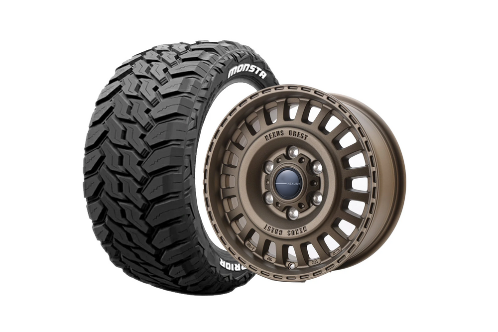 ※8月中旬お届け【ハイエース】NEXUS CREST DESERT GOLD 16インチホイール ＋ MUD WARR 215/70R16 107/105 LT規格(4本セット)
