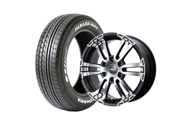 Delf02-18BP 18インチホイール ＋ PA03 ホワイトレター225/50R18 107/105 LT規格（4本セット)