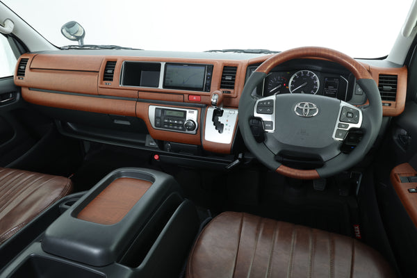 【ハイエース】インテリアパネル 茶木目ワイド3点セット