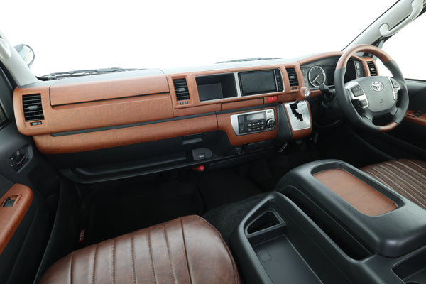 【ハイエース】インテリアパネル 茶木目ワイド3点セット