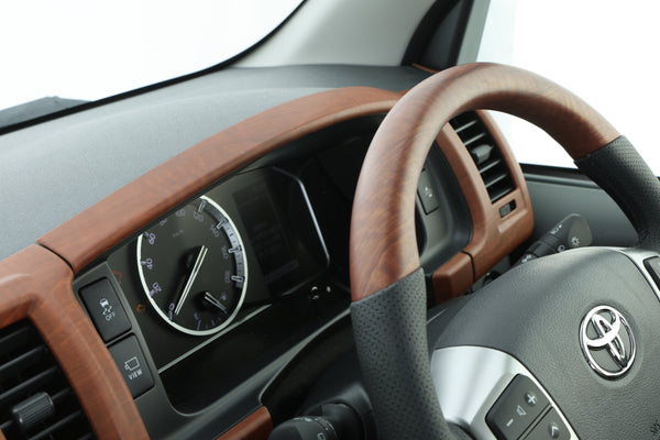 【ハイエース】インテリアパネル 茶木目ワイド3点セット