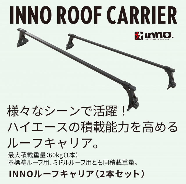 【ハイエース専用】INNOルーフキャリア標準ルーフ用 （2本セット）